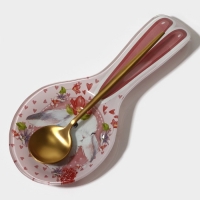 Подставка стеклянная под ложку Доляна «Цветочный зайка», 27×12,5×2 см Подставка стеклянная под ложку Доляна «Цветочный зайка», 27×12,5×2 см