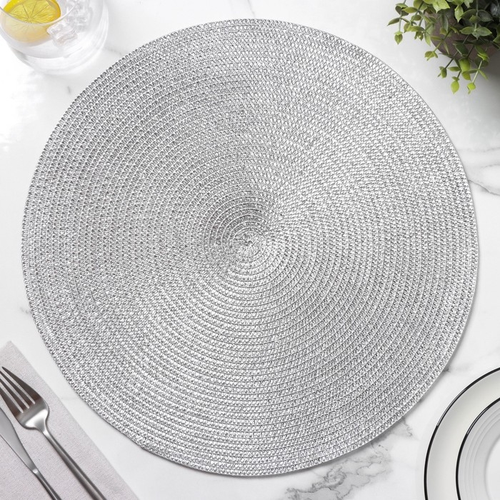 Салфетка сервировочная на стол Magistro &laquo;Глори&raquo;, d=38 см, цвет серебро