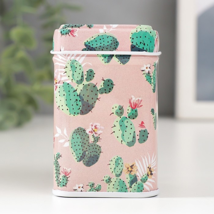 Шкатулка металл квадрат Шкатулка металл квадрат "Кактус" МИКС 4,5х4,5х7 см