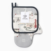 Набор кух. Этель Winter village варежка 20х28см, прихватка 19х19см,100%хл