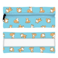 Пенал мягкий, 1 отделение, 95 х 200 мм, плоский, ПМ-шр28 Корги, с резинкой для блокнота, Пенал мягкий, 1 отделение, 95 х 200 мм, плоский, ПМ-шр28 Корги, с резинкой для блокнота,