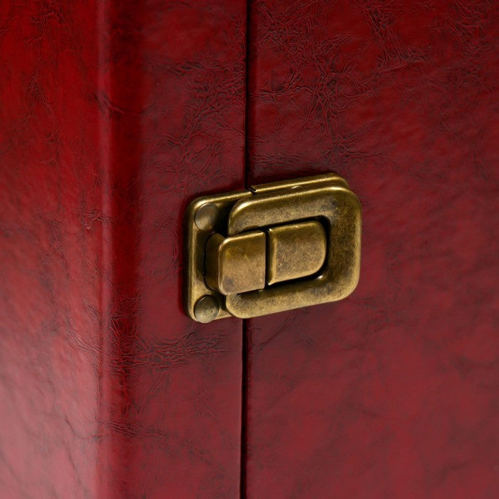 Шкатулка дерево, кожзам для 2 бутылок Шкатулка дерево, кожзам для 2 бутылок "Виноделие" 4 предмета красно-коричневый 35х12х20 см