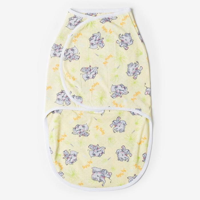 Пеленка-кокон на липучках, рост 50-62 см, кулирка, цвет жёлтый, принт микс