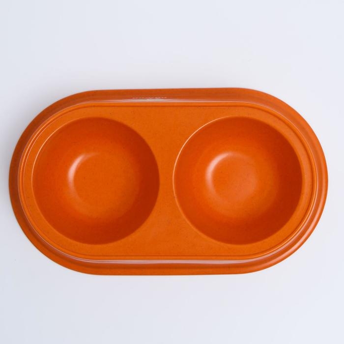 Миска бамбуковая двойная, 23,5 х 13 х 5 см, оранжевая Миска бамбуковая двойная, 23,5 х 13 х 5 см, оранжевая