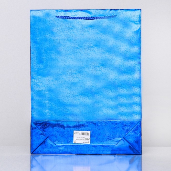 Новый год. Пакет подарочный, фольгированный, Новый год. Пакет подарочный, фольгированный, "Синий" 34 Х 26 Х 8 см.