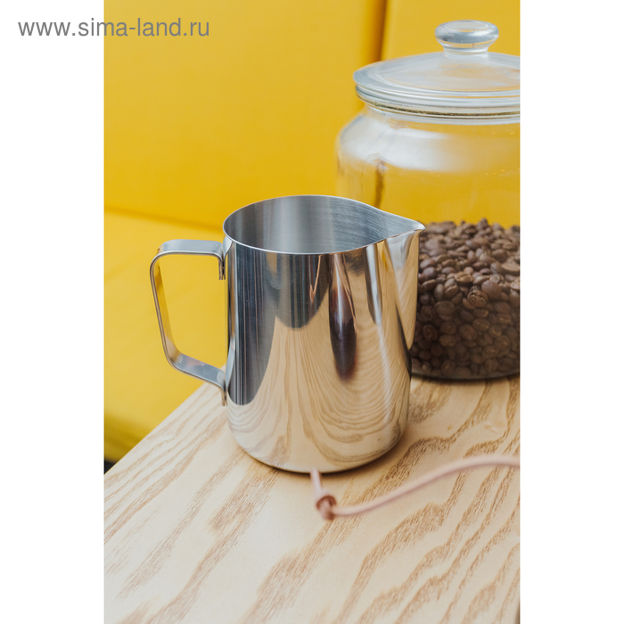 Молочник питчер из нержавеющей стали, 600 мл, с индикатором температуры, 304 сталь, цвет хромированный Молочник питчер из нержавеющей стали, 600 мл, с индикатором температуры, 304 сталь, цвет хромированный