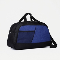 Сумка дорожная на молнии, 2 наружных кармана, длинный ремень, цвет чёрный/синий Сумка дорожная на молнии, 2 наружных кармана, длинный ремень, цвет чёрный/синий