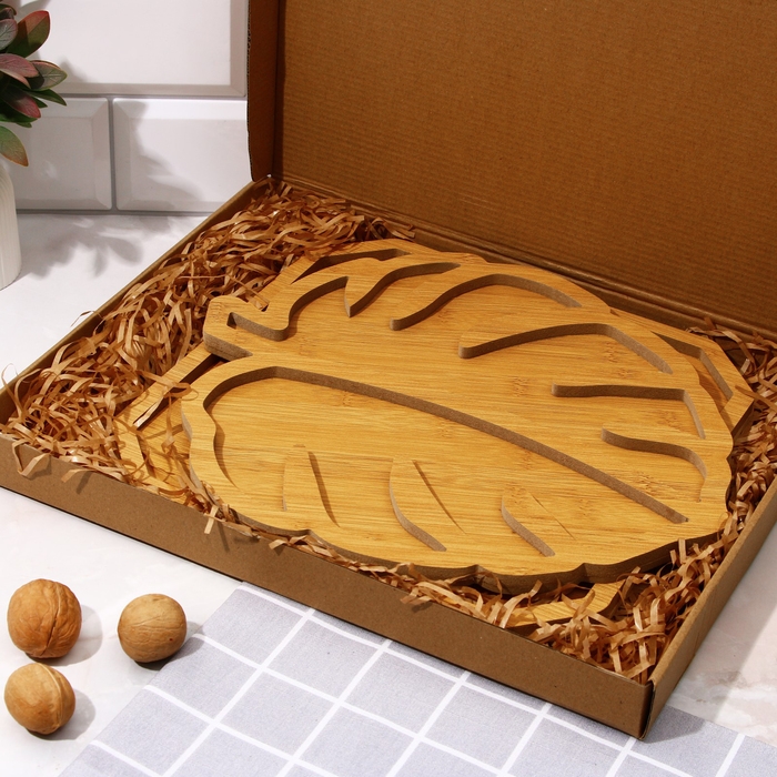 Менажница, набор 2 шт., дерево &laquo;Посуда Уют &raquo;, монстера 30х30 см., менажница 30х30 см.