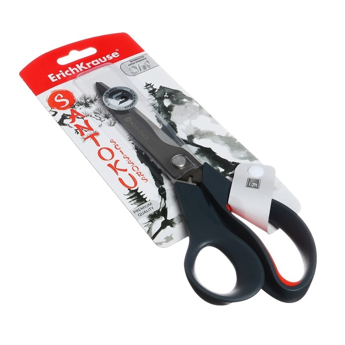 Ножницы 3 в 1, ErichKrause Santoku, 20.5 см, для бумаги, секатор, кусачки, блистер Ножницы 3 в 1, ErichKrause Santoku, 20.5 см, для бумаги, секатор, кусачки, блистер