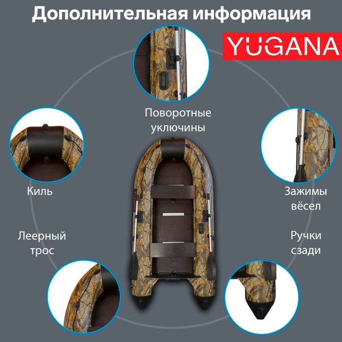 Лодка YUGANA 3200 СК Best, слань+киль, цвет кмф (лес-чёрный) Лодка YUGANA 3200 СК Best, слань+киль, цвет кмф (лес-чёрный)