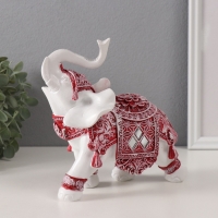 Сувенир полистоун "Белый слон. Бордовая попона с цветком и стразой" 17,5х9х17 см