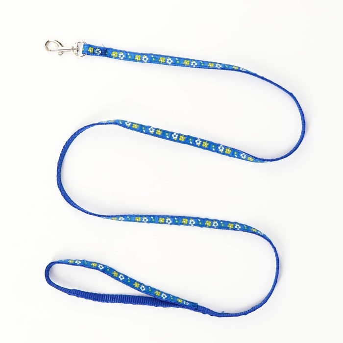 Комплект прошитый Комплект прошитый "Цветы", поводок 120 х 1 см, ОГ 23-35 см, тёмно-синий