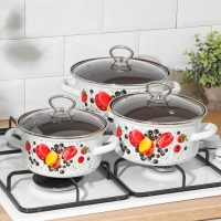 Набор кастрюль &laquo;Сластёна&raquo;, 3 предмета: 1,9 л, 2,5 л, 3,7 л, крышки, индукция
