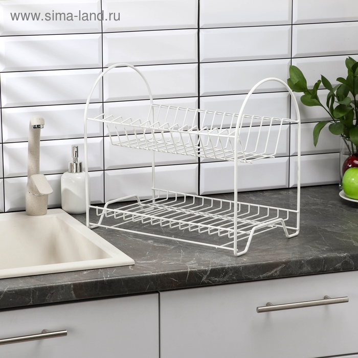 Сушилка для посуды 2-х ярусная &laquo;Люкс&raquo;, 40&times;24&times;35 см, цвет белый
