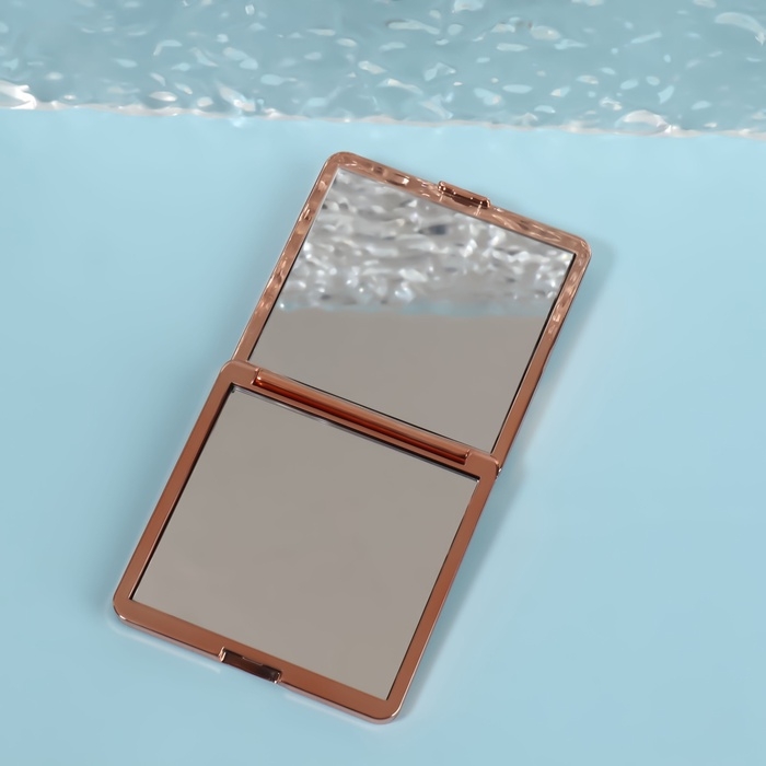 Зеркало складное &laquo;Волны&raquo;, 7 &times; 7 см, цвет розовое золото