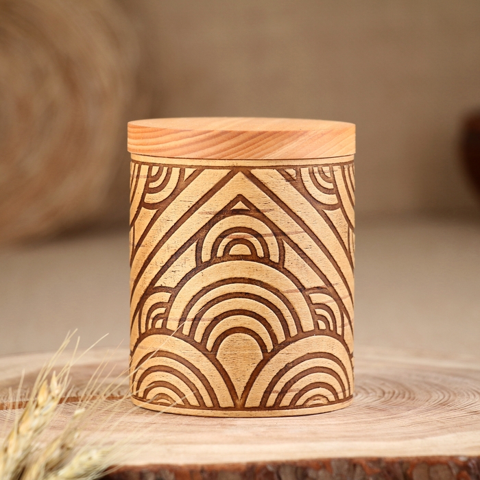 Туес для специй «Орнамент», мёд, 8х8х10 см, 300 мл, береста Туес для специй «Орнамент», мёд, 8х8х10 см, 300 мл, береста