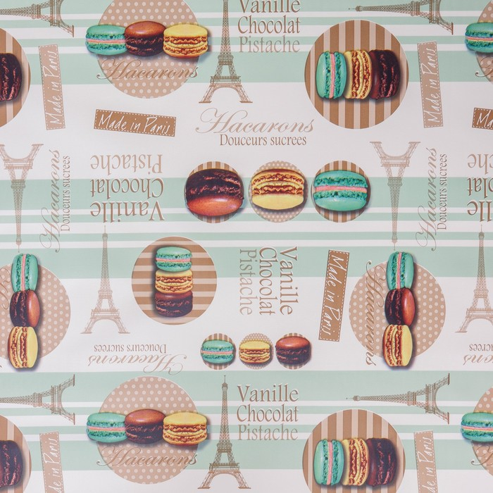 Клеёнка на стол Доляна &laquo;Макаруны&raquo;, на тканевой основе, рулон 20 метров, ширина 137 см, общая толщина 0,22 мм, цвет бежевый