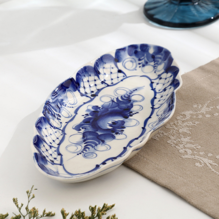 Селедочница малая, гжель, фарфор