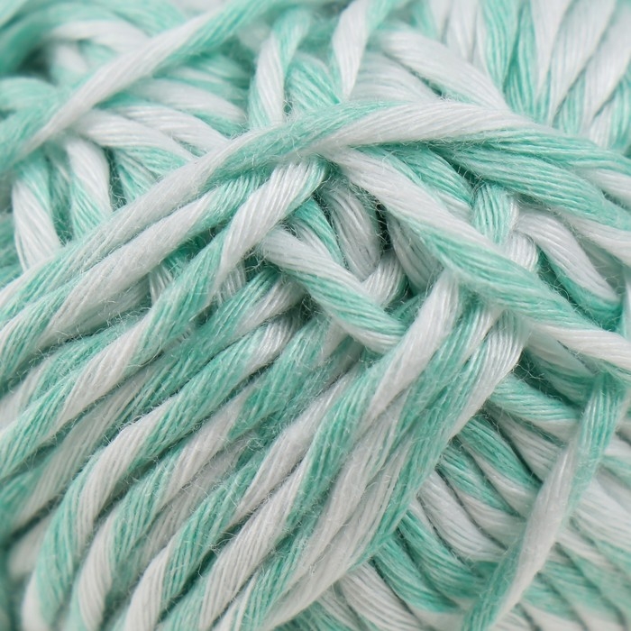 Пряжа светящаяся 100% лавсан Пряжа светящаяся 100% лавсан "Сияй" меланж 50 гр 50 м бело-бирюзовая