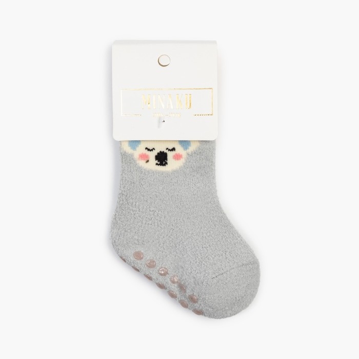 Носки детские махровые со стопперами MINAKU, цвет серо-голубой, размер 10-12 см Носки детские махровые со стопперами MINAKU, цвет серо-голубой, размер 10-12 см