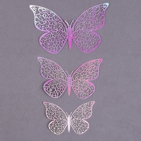 Набор топперов &laquo;Бабочки&raquo;, 12 штук, голография, цвет серебро