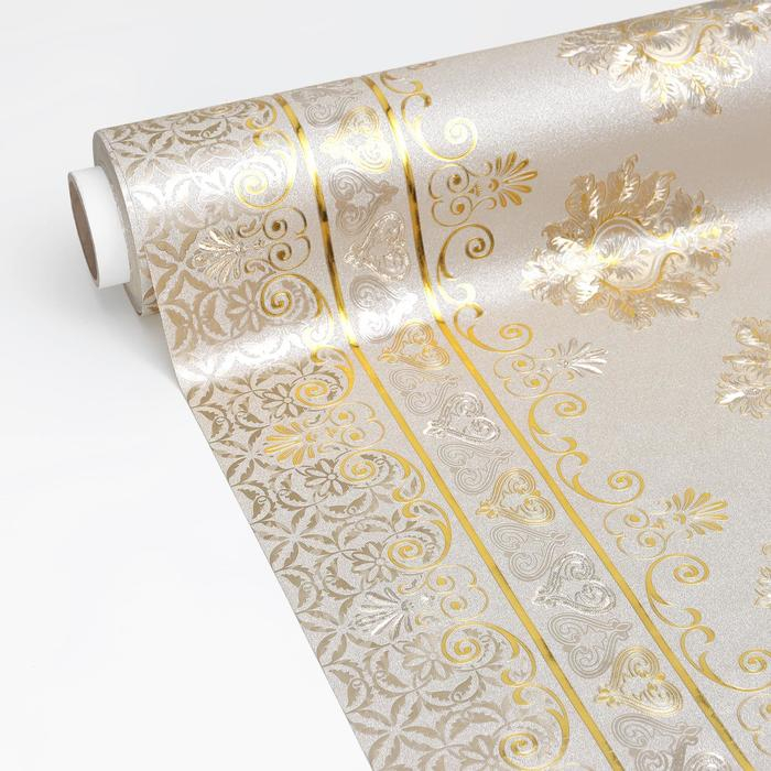 Клеёнка на стол &laquo;Торжество&raquo;, на тканевой основе, рулон 20 метров, ширина 137 см, толщина 0,25 мм, цвет золотой