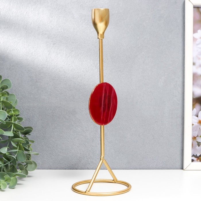 Подсвечник металл на 1 свечу Подсвечник металл на 1 свечу "Мраморный круг. Розовый закат" золото 29х9,5х9,5 см