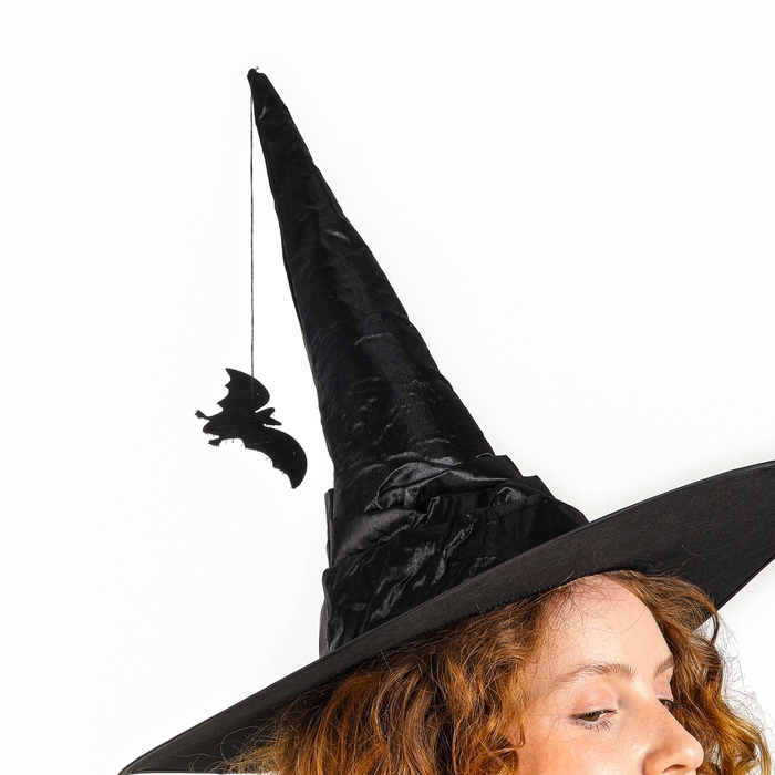 Карнавальная шляпа «Чёрная», драпированная, с летучей мышью, р. 56 – 58 Карнавальная шляпа «Чёрная», драпированная, с летучей мышью, р. 56 – 58