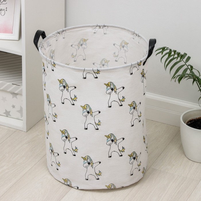 Корзина бельевая текстильная Доляна &laquo;Единороги&raquo;, 40&times;40&times;48,5 см