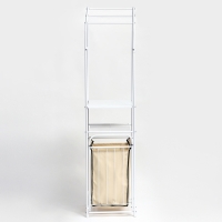 Стеллаж с корзиной для белья и перекладинами, 2-х ярусный, объем корзины 45 л, 38&times;35&times;160 см, цвет белый