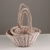 Набор корзин из 3 шт, 34x26x14xH35см, натуральный, ива Набор корзин из 3 шт, 34x26x14xH35см, натуральный, ива