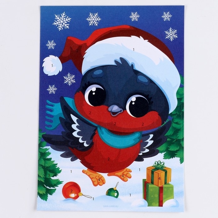 Аппликация фольгой&lrm; на новый год &laquo;Снегирь&raquo;, новогодний набор для творчества