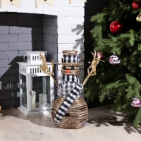 Светодиодная фигура &laquo;Снеговик&raquo; 24 &times; 50 &times; 15 см, текстиль, металл, батарейки ААх2 (не в комплекте), свечение тёплое белое