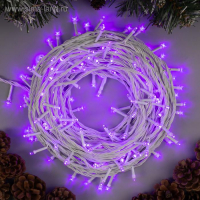 Гирлянда &laquo;Нить&raquo; 20 м, IP20, белая нить, 200 LED, свечение фиолетовое, 8 режимов, 220 В