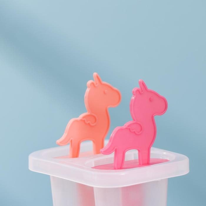 Форма для мороженого &laquo;Единороги&raquo;, 7,5&times;6&times;15 см, 2 ячейки, цвет прозрачный