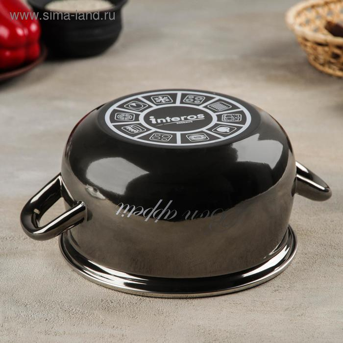 Кастрюля эмалированная «Металлик», 3,1 л, стеклянная крышка, индукция, цвет чёрный Кастрюля эмалированная «Металлик», 3,1 л, стеклянная крышка, индукция, цвет чёрный