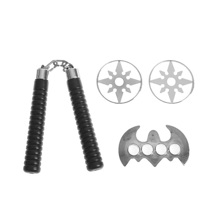 Набор ниндзя: кастет, 2 диска, нунчаки Набор ниндзя: кастет, 2 диска, нунчаки