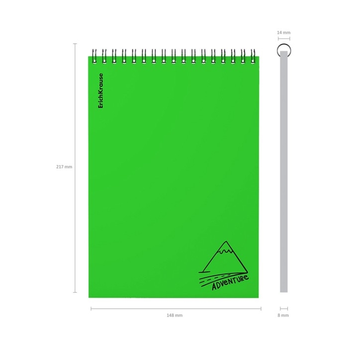 Блокнот на спирали А5, 80 листов, клетка, ErichKrause Блокнот на спирали А5, 80 листов, клетка, ErichKrause "Motion", пластиковая обложка шелкография, блок офсет белизна 100%, зеленый