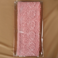 Кружево на сетке, 105 мм &times; 11 &plusmn; 1 м, цвет нежно-розовый