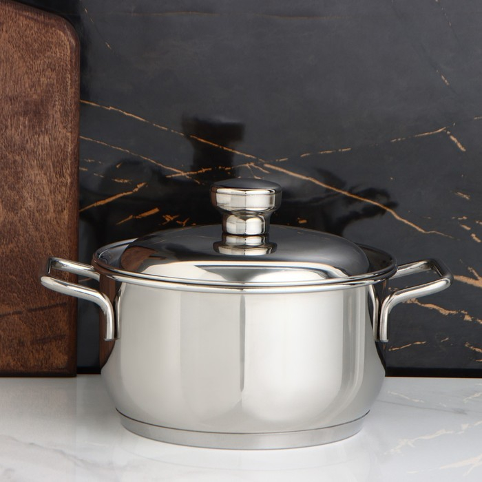 Кастрюля &laquo;Классика-прима&raquo;, 1.5 л, d=16 см, капсульное дно, индукция,цвет серебряный