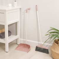 Щётка для пола Доляна, совок 25&times;23 см, щётка 29&times;84 см, металлическая ручка 77 см, цвет розовый