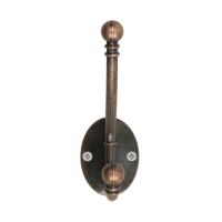 Крючок мебельный ТУНДРА TKD021, двухрожковый, медь, 50 шт