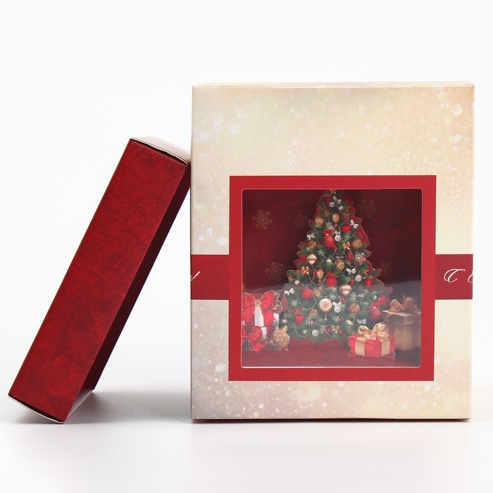 Подарочная коробка новогодняя складная с 3D эффектом &laquo;С Новым годом&raquo;, ёлочка, 11 х 11 х 13 см, Новый год