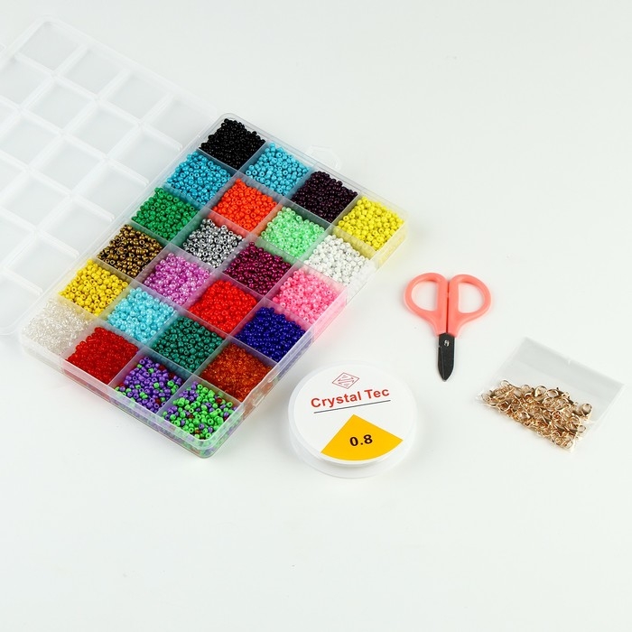 Набор для создания украшений, набор 24 цвета, 1 шт. &mdash; 2 мм, леска, ножницы, фурнитура