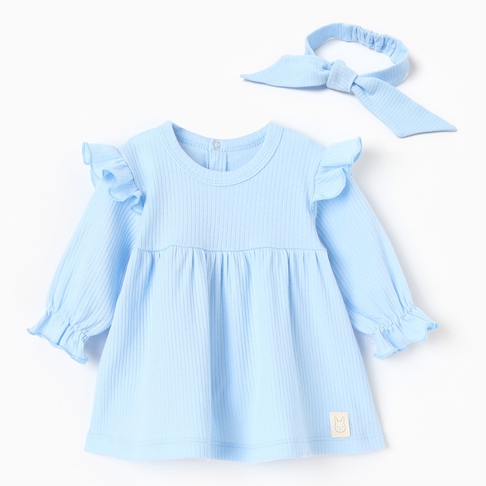 Платье и повязка Крошка, Я BASIC LINE, рост 62-68 см, голубой