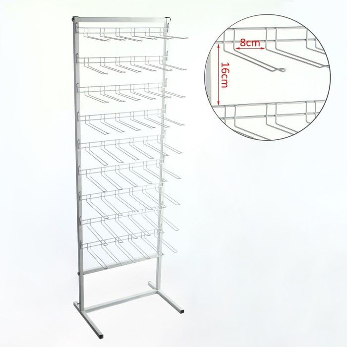 Стойка для семян 60&times;40&times;180, 9 ярусов с крючками L25 см, d4 мм, цвет белый