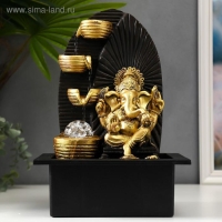 Фонтан настольный от сети, подсветка "Золотой Ганеша у водопада с чашами" 35х25х20 см Фонтан настольный от сети, подсветка "Золотой Ганеша у водопада с чашами" 35х25х20 см