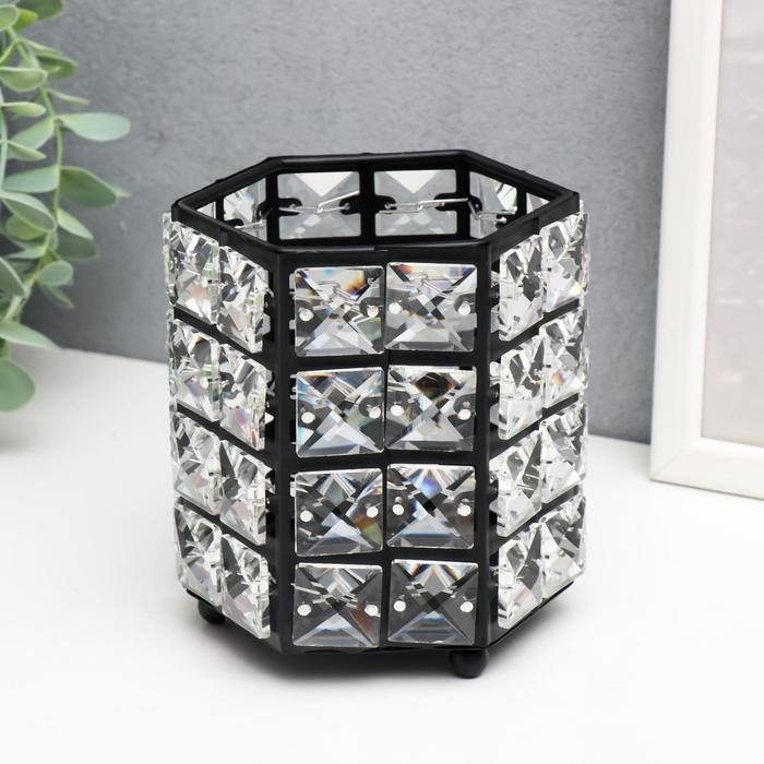 Подсвечник металл на 1 свечу Подсвечник металл на 1 свечу "Кристаллы" многогранник чёрный 12х11х11 см