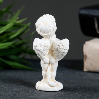 Фигура "Ангелочек с мишкой стоит" позолота, 9х4х3см