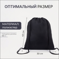 Мешок для обуви на шнурке, &laquo;ЗФТС&raquo;, светоотражающая полоса, цвет чёрный